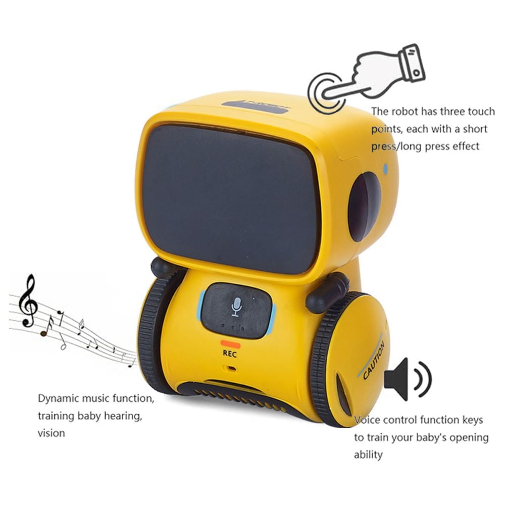 Kids Robot Toy, Smart Talking Robots, Gift for Boys and Girls Age 3+, Intelligent Partner And Teacher, with Voice Controlled And Touch Sensor, Yellow