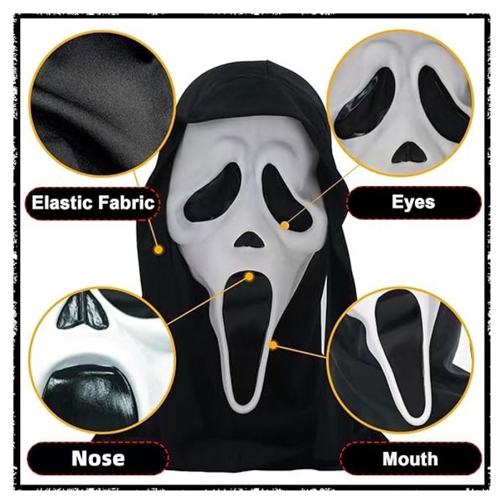 Halloween Mask Halloween Ghost Head Face Mask Novelty Scary Skull Full Head Masque for Masquerade Party Carnival Fancy Cosplay Party Halloween Decoration