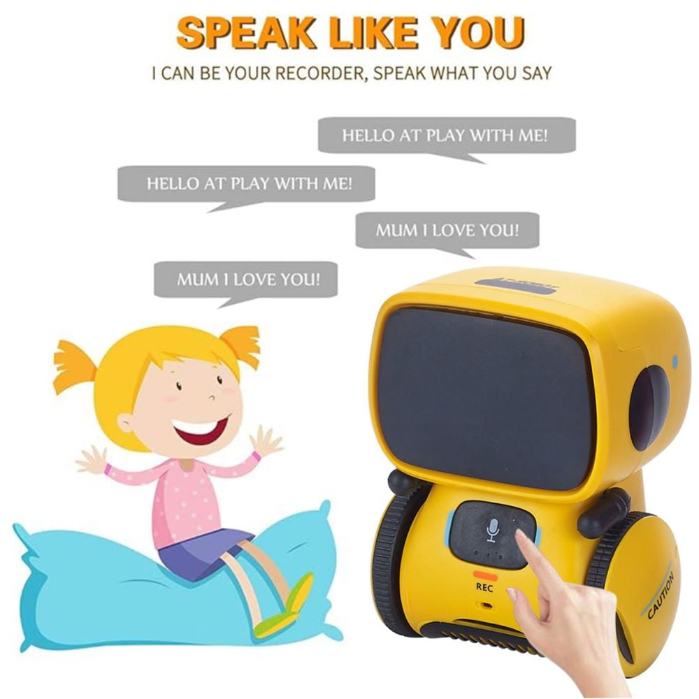 Kids Robot Toy, Smart Talking Robots, Gift for Boys and Girls Age 3+, Intelligent Partner And Teacher, with Voice Controlled And Touch Sensor, Yellow