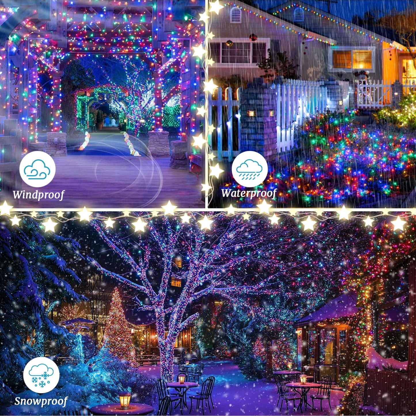 Fairy Lights 98FT 300LED 8 Modes ,IP67 Waterproof String Lights for Indoor Outdoor House Holiday Decoration