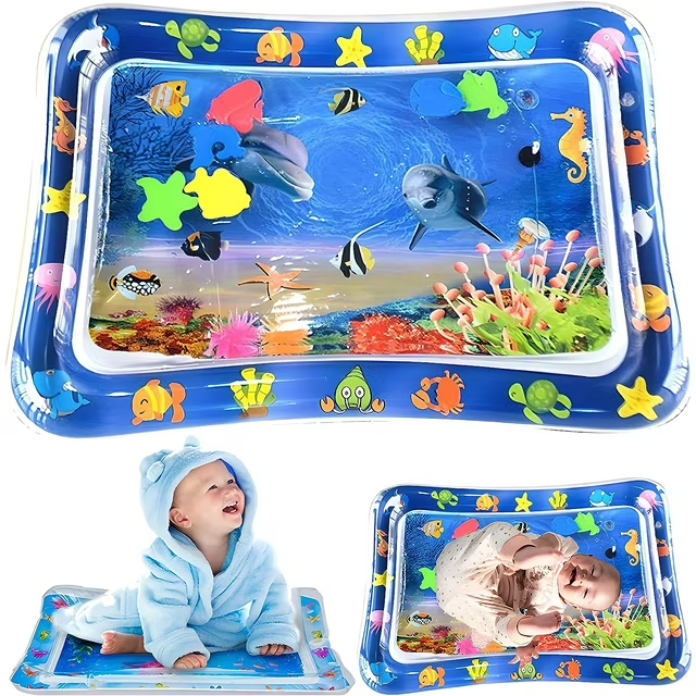 SwFoer Tummy Time Baby Water Mat, Inflatable Infant Toys Baby Playmat Early Sensory Development BPA-Free