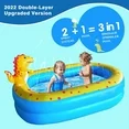 Swfoer Inflatable Dinosaur Pool for Kids kid pool Kiddie Pool 67"x 41"x 32"H Indoor&Outdoor Kids Swimming for Ages 2+ Blue