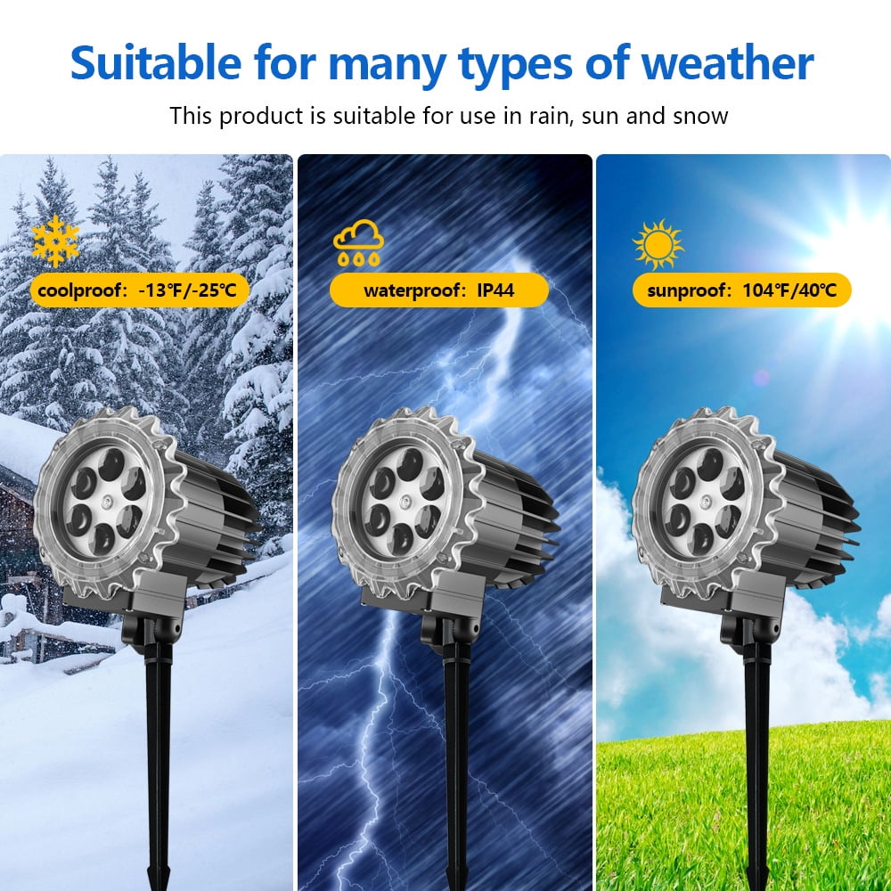 Christmas Snowflake Projector Lights Outdoor, Three-dimensional Snowfall Projection Lamp Outside Waterproof, Black