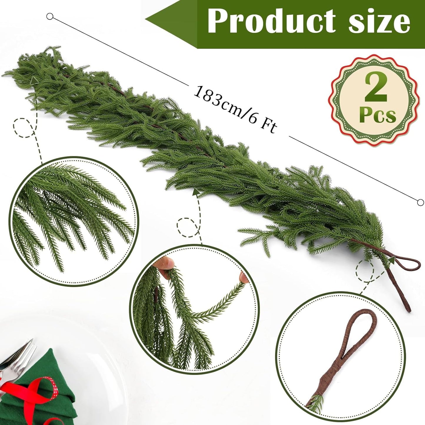2 Pcs Christmas Garland