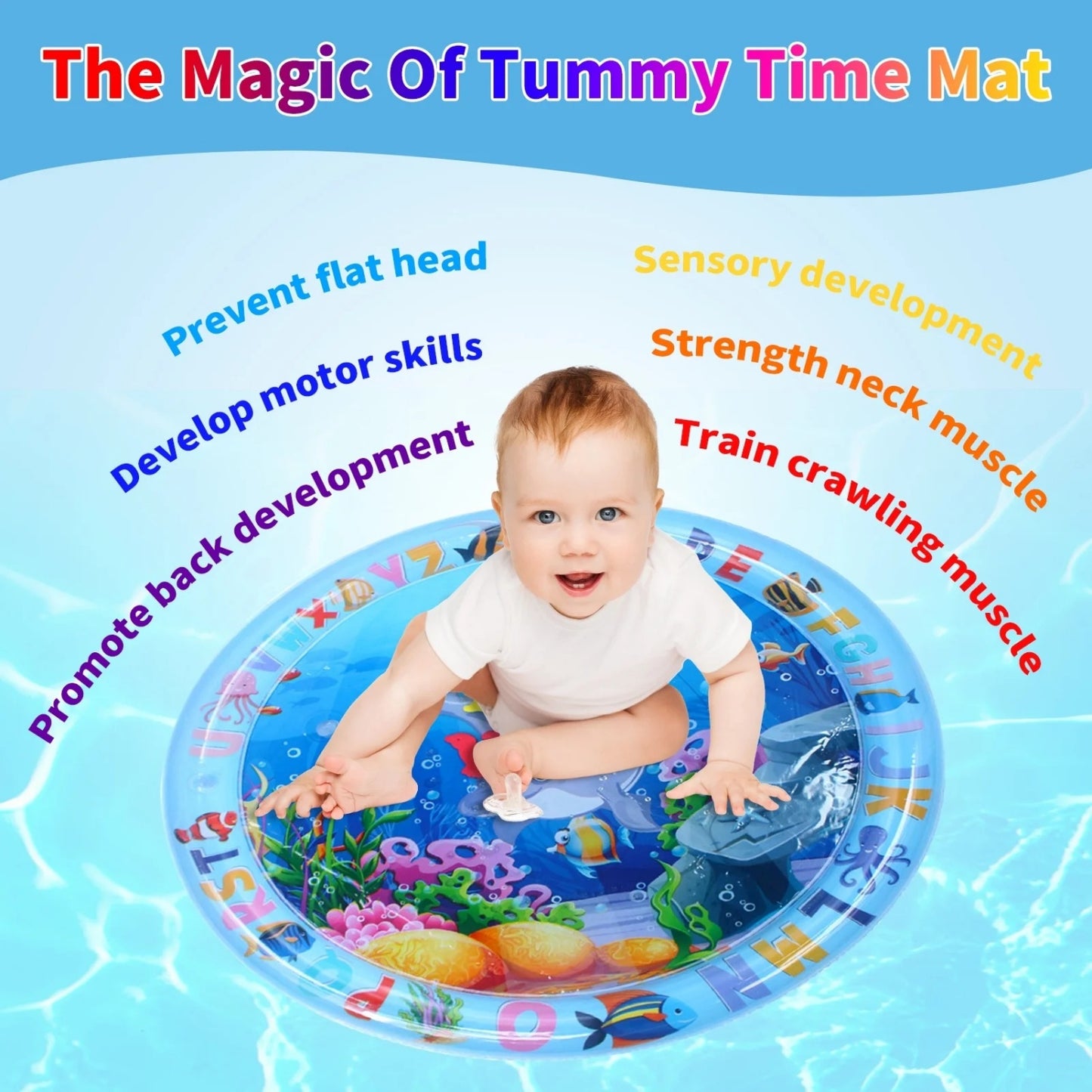Tummy Time Water Mat, Water Play Mat for Babies Inflatable Activity Center, Infant Baby Water Mat for Newborn Infant Toddler Boy Girl, Promote Baby's Growth