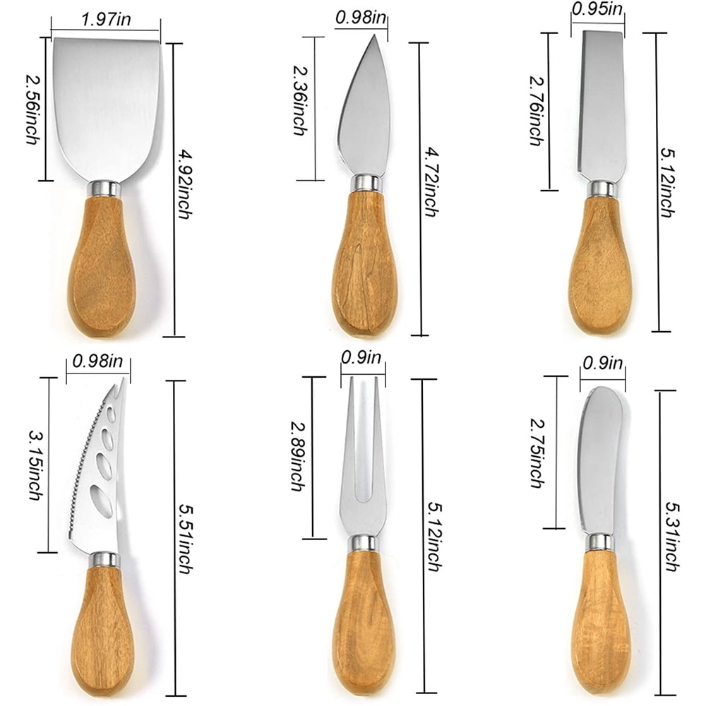 Cheese Knives Set Cheese Spreader Slicer Cheese Cutter Cheese Fork Cheese Spreading Knife for Charcuterie Boards Cutlery Gift Set 6 Pieces Cheese Knife Utensils Set