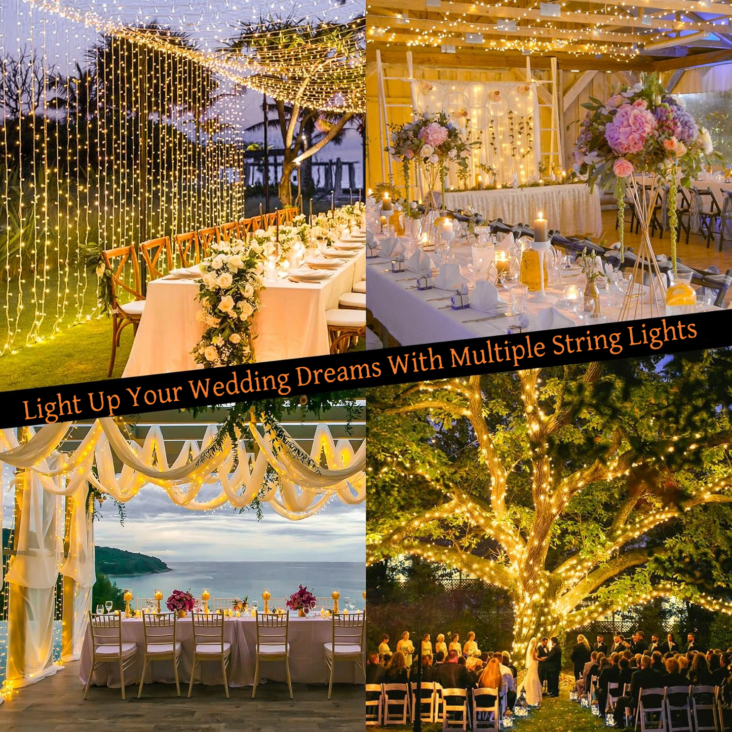 168FT Christmas Lights Outdoor 8 Modes Indoor String Lights for Outside Warm White