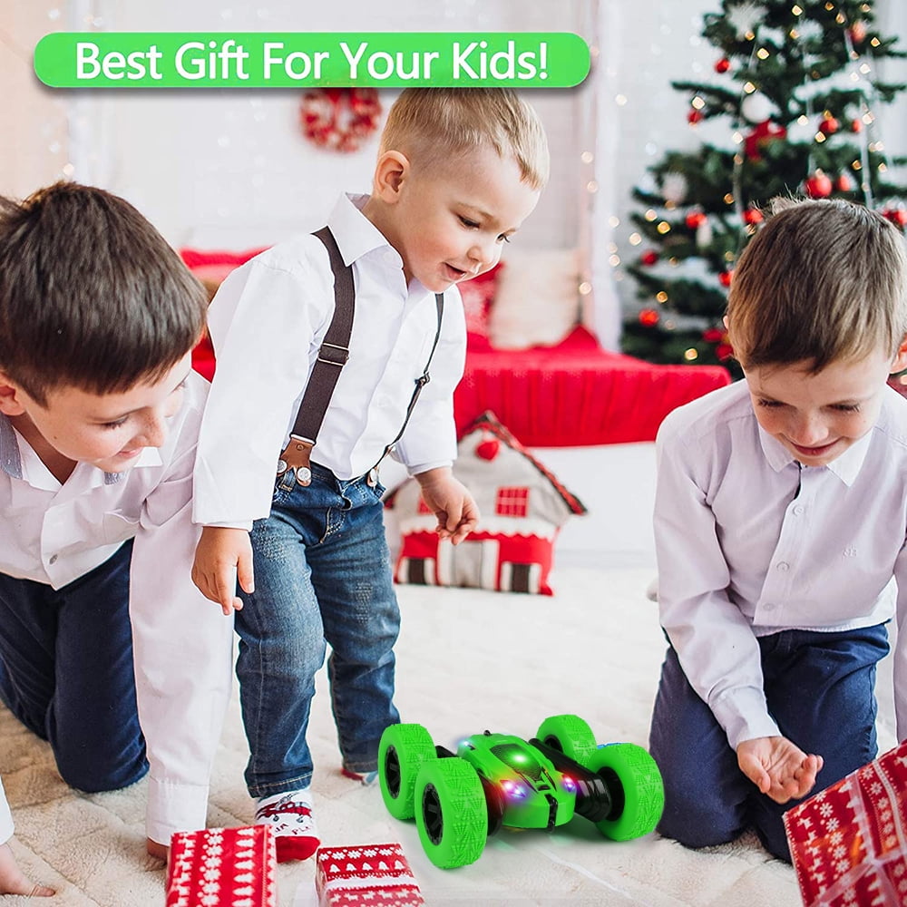 Uncahome RC Cars, Remote Control Car 2.4Ghz Stunt Car with Double Sided 360 Flips, Rechargeable 4WD Off Road RC Car Toys for Kids (Green)