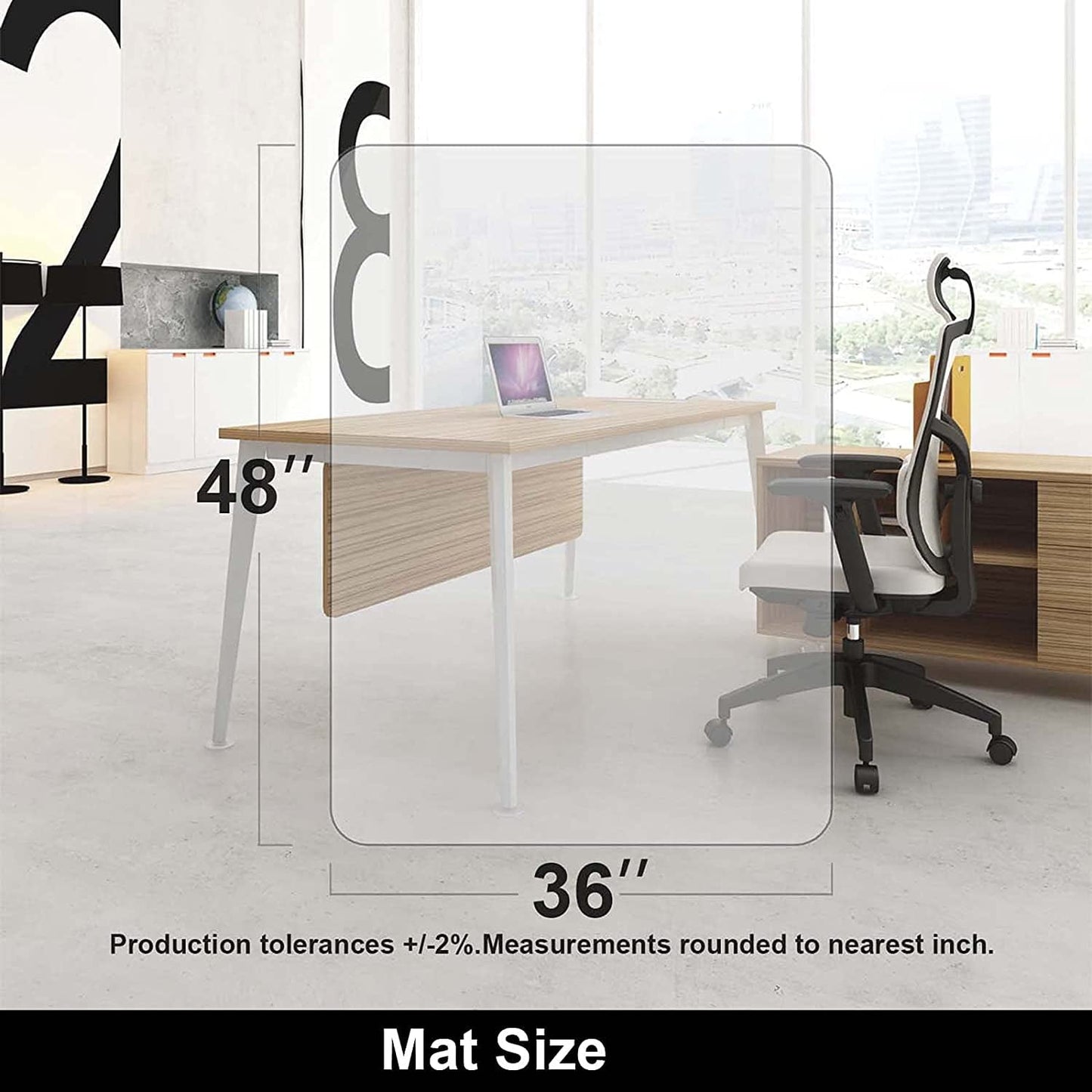 Office Mat for Hard Floor (36 "X 48" Rectangle), Transparent PVC, Office Chair Mat for Home and Office