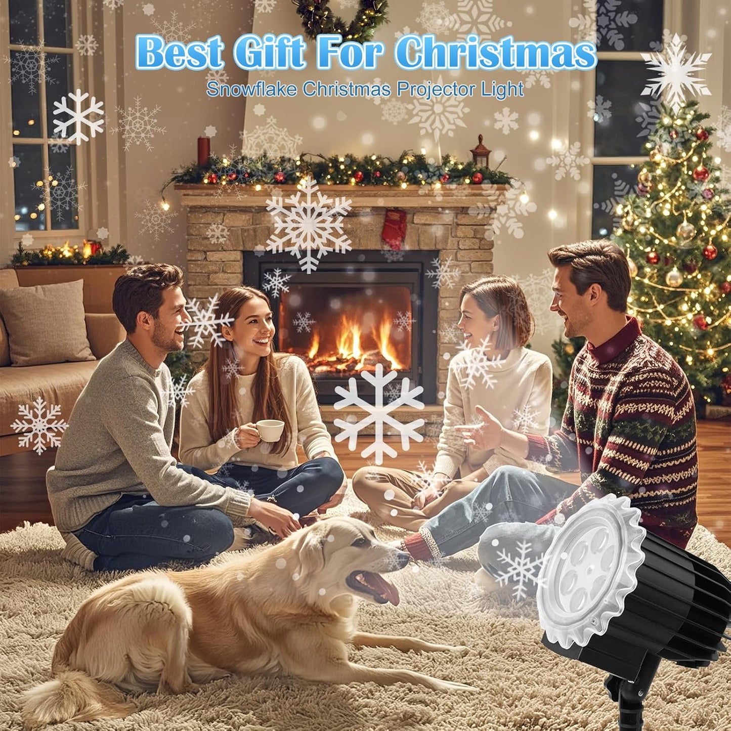 Christmas Snowflake Projector Lights Outdoor, Three-dimensional Snowfall Projection Lamp Outside Waterproof, Black