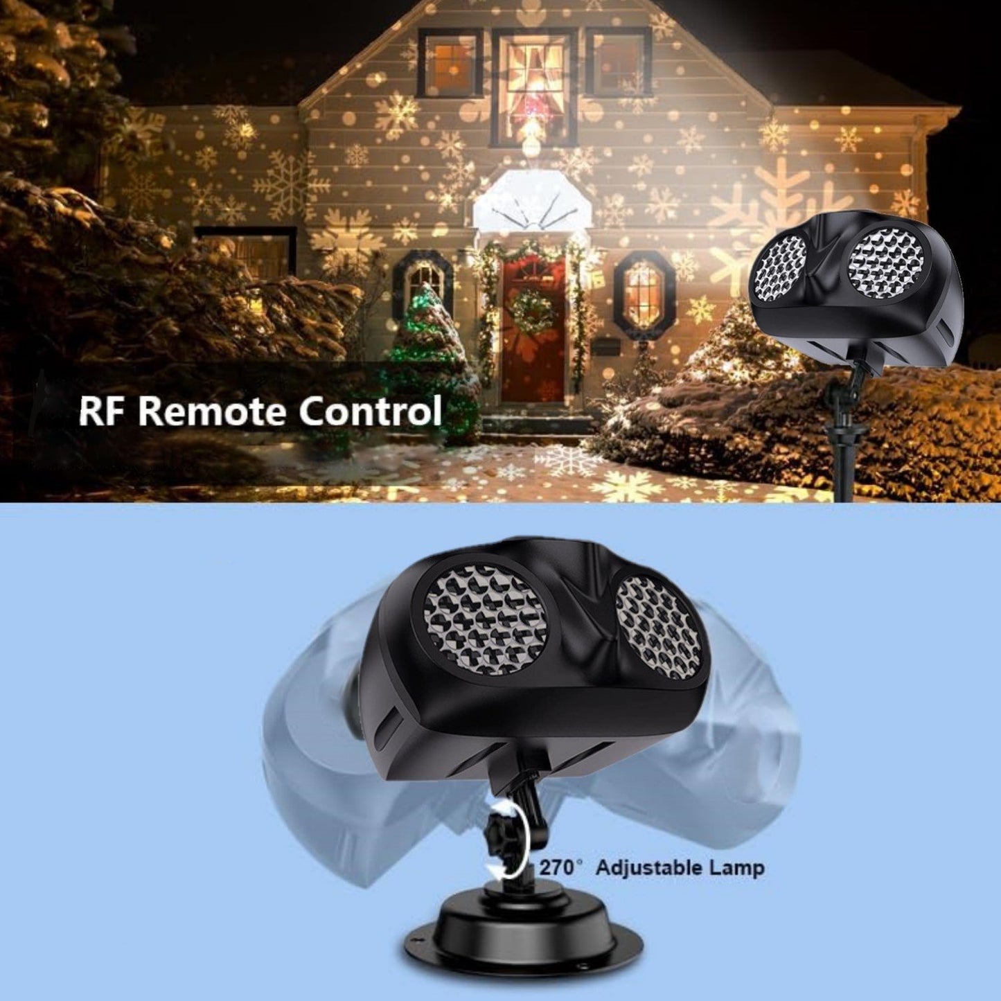Uncahome Christmas Snowflake Light Projector Remote Control Timer Waterproof LED Snowfall Landscape Light for Xmas Holiday Party