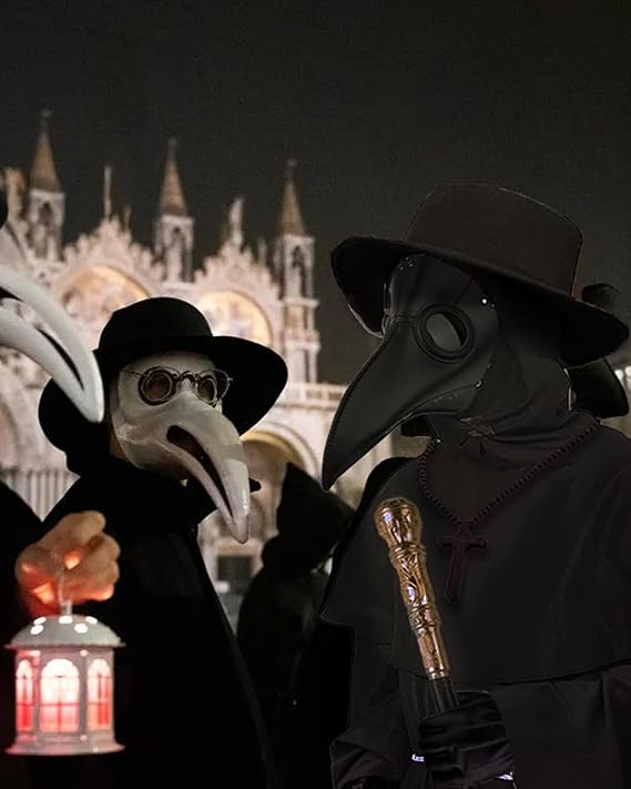 Plague Doctor Mask Costumes Set 6 in 1 Halloween Beak Mask Plague Dr Outfit for Adults