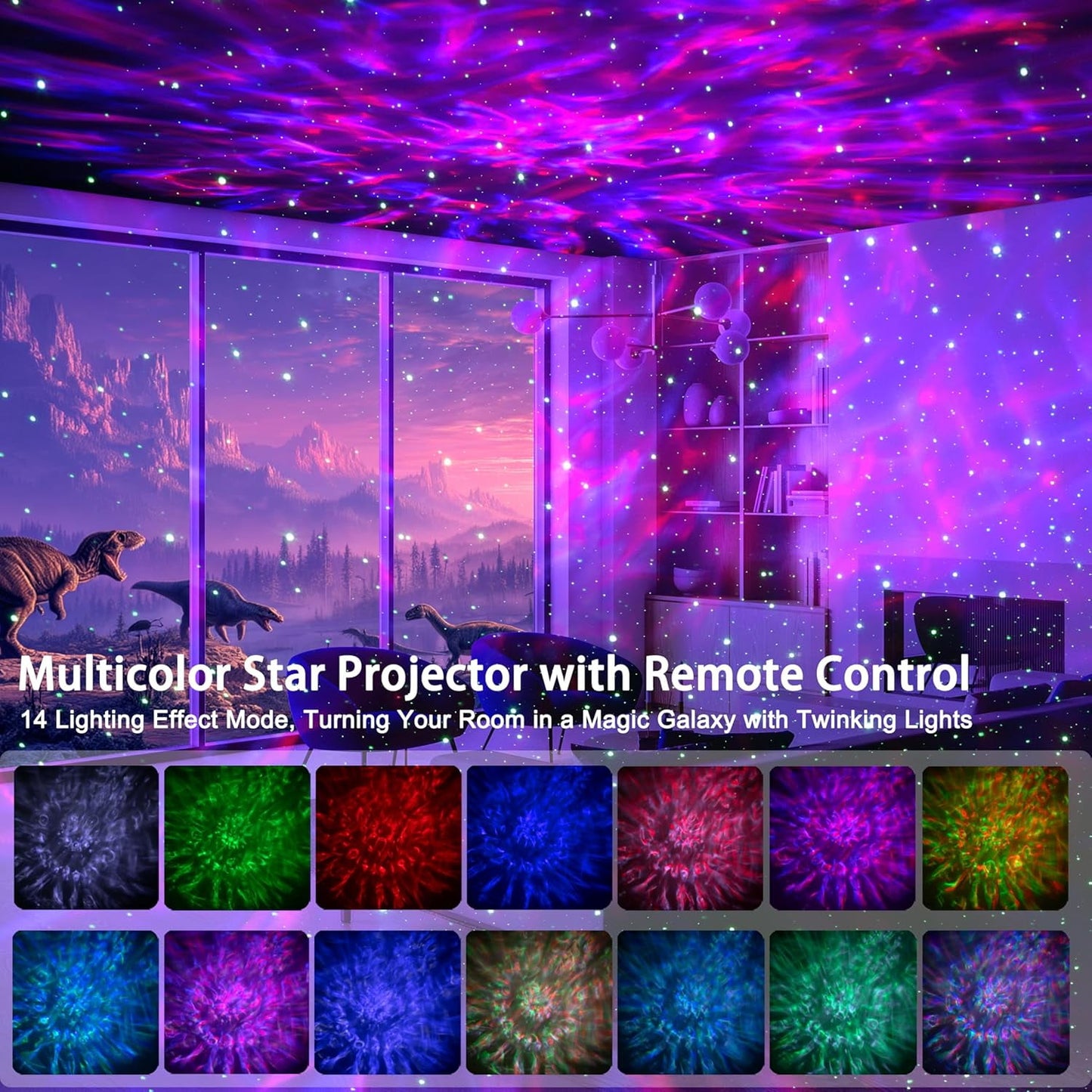 Galaxy Projector Star Projector Night Lights with White Noise for Room Bluetooth Multiple Colors Dynamic Projections