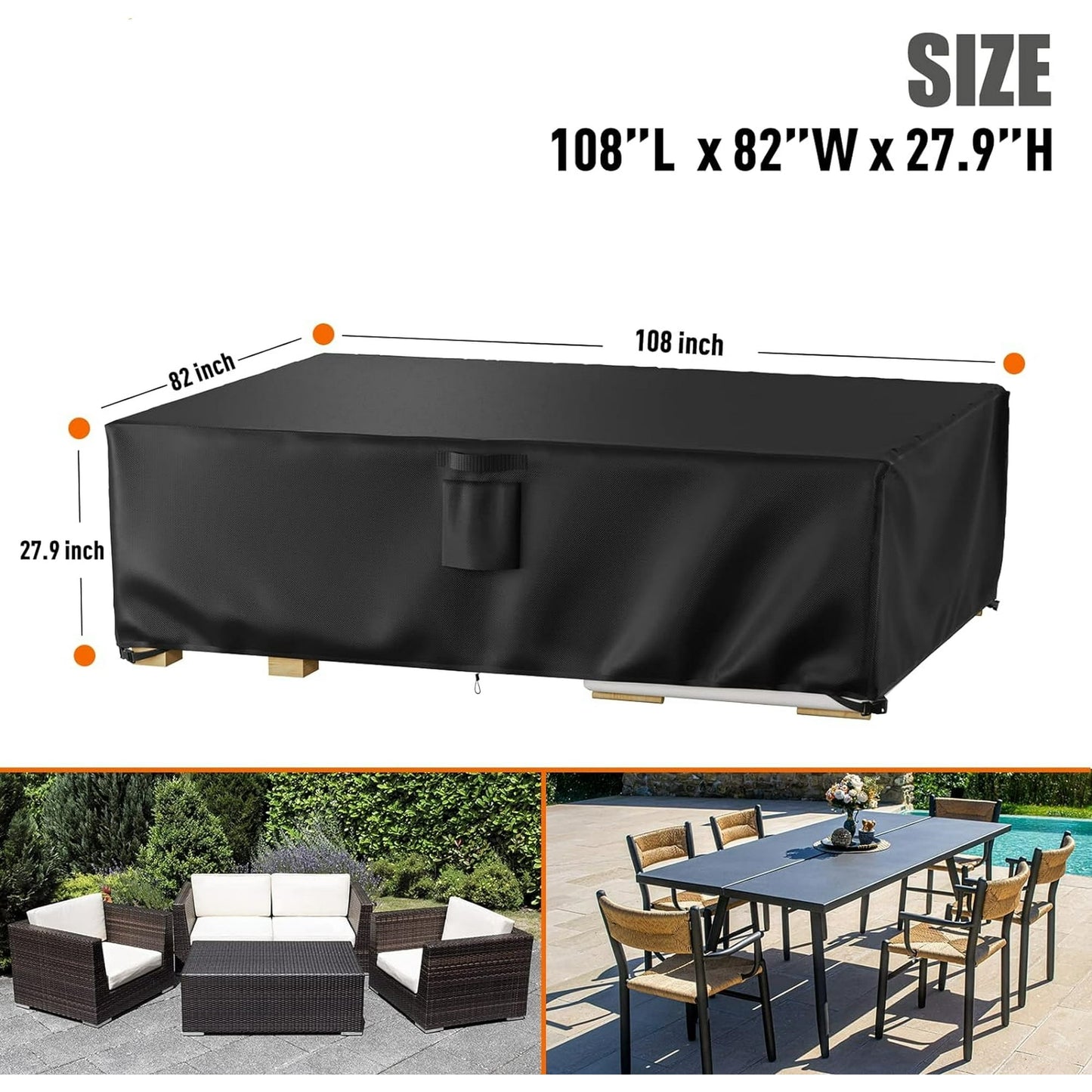 SwFoer Patio Furniture Covers Waterproof Outdoor Couch Sectional Sofa Set Cover 126in x 63in x 28in