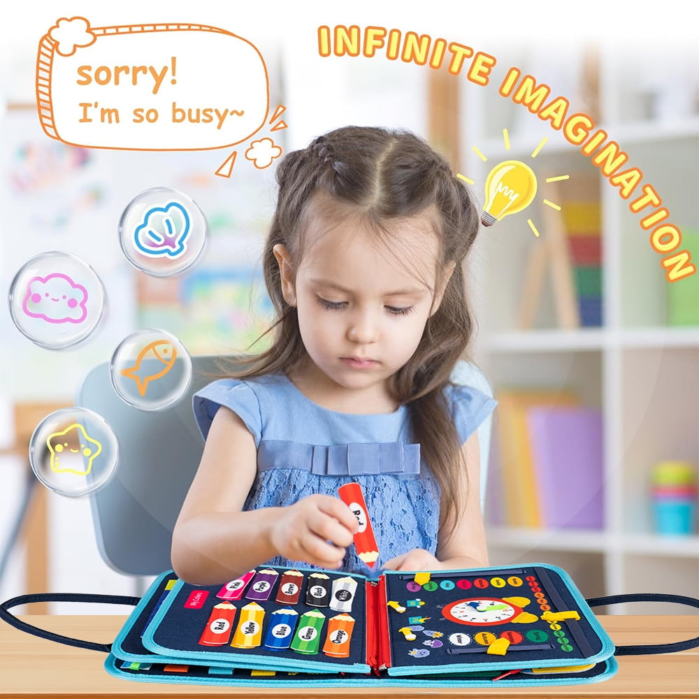 Busy Board for Toddlers 2-4,Busy Book for Toddlers 1-3,Preschool Educational Activity Sensory Board for Learning Fine Motor Skills,