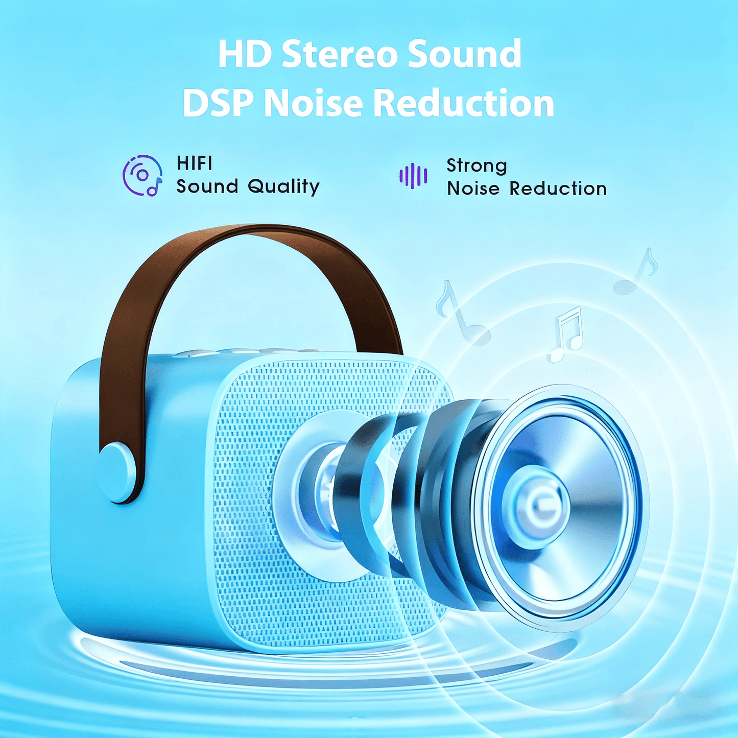 Mini Karaoke Machine with 2 Wireless Microphones Portable Mini Karaoke Machine for Kids for Christmas Party Gift,Blue