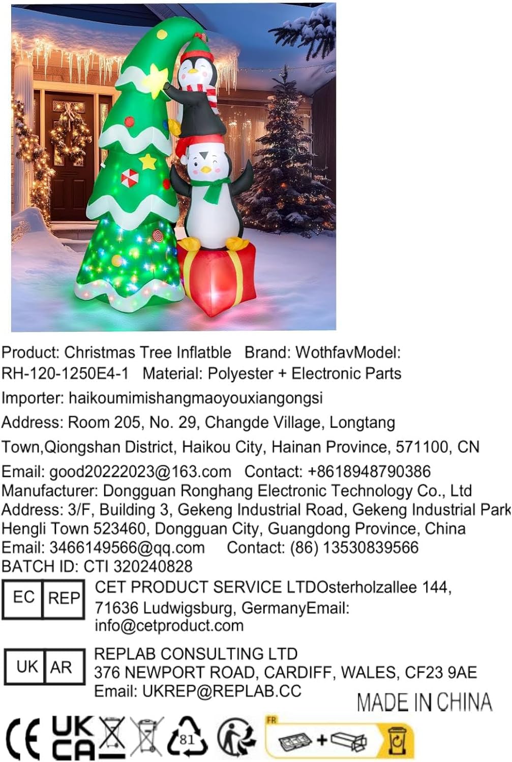 7FT Inflatable Christmas Tree Outdoor Decorations, Blow up Christmas Tree with Penguins & Gift Box Yard Decorations, Build-in LED Lights for Holiday Party Indoor Garden Lawn Patio Festive Decor