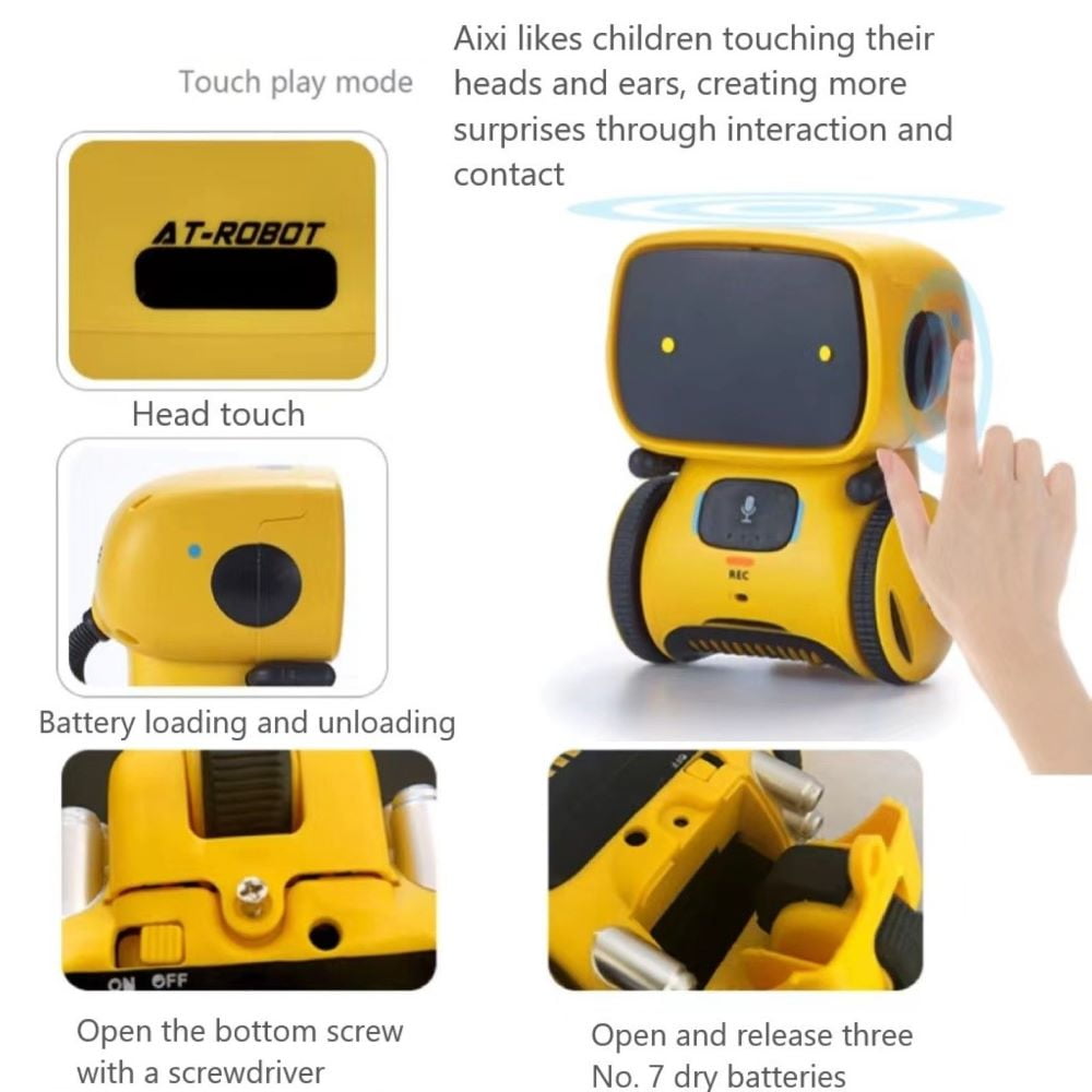 Kids Robot Toy, Smart Talking Robots, Gift for Boys and Girls Age 3+, Intelligent Partner And Teacher, with Voice Controlled And Touch Sensor, Yellow