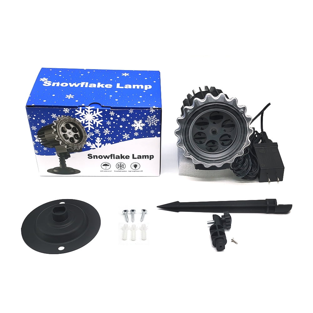 Christmas Snowflake Projector Lights Outdoor, Three-dimensional Snowfall Projection Lamp Outside Waterproof, Black