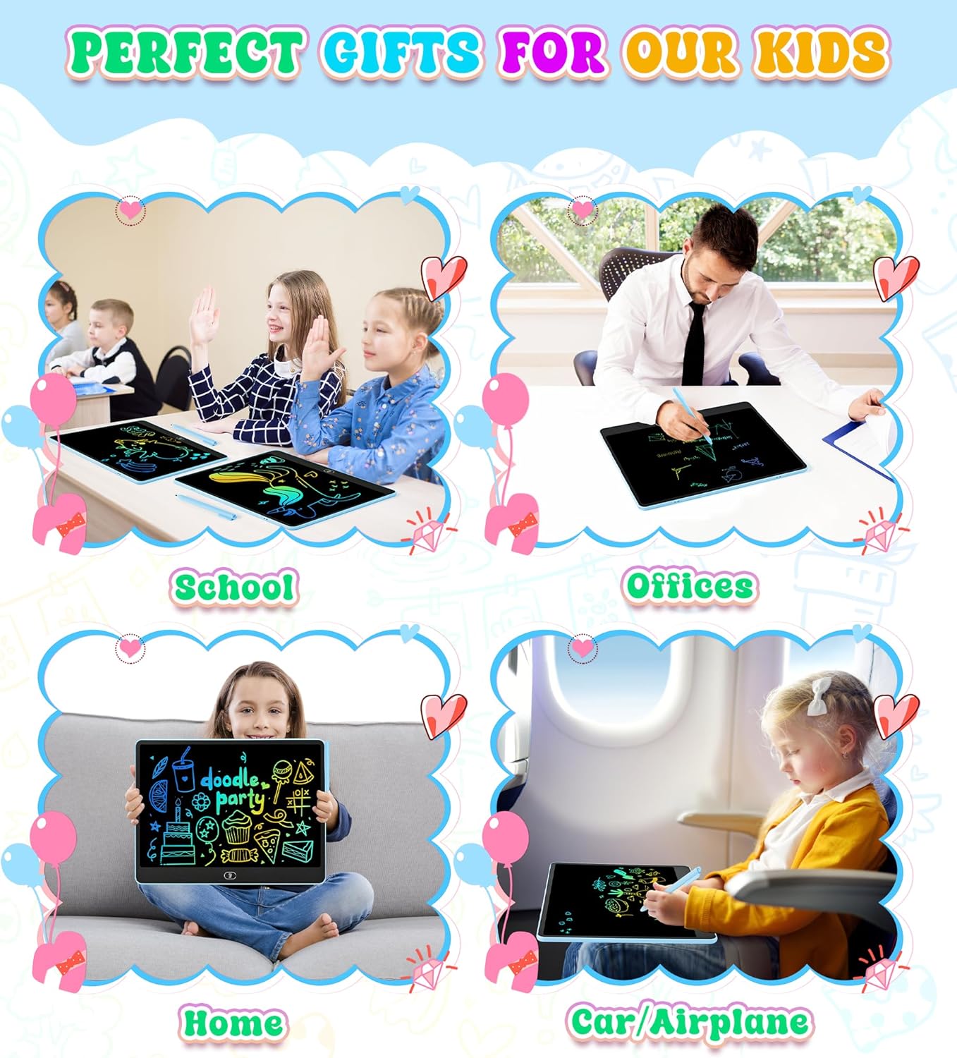 LCD Writing Tablet for Kids, 16 Inch Colorful Doodle Board Drawing Tablets, Toddler Educational Learning Toys for 3 4 5 6 7 8 Year Old Boys Girls Birthday Christmas Gift
