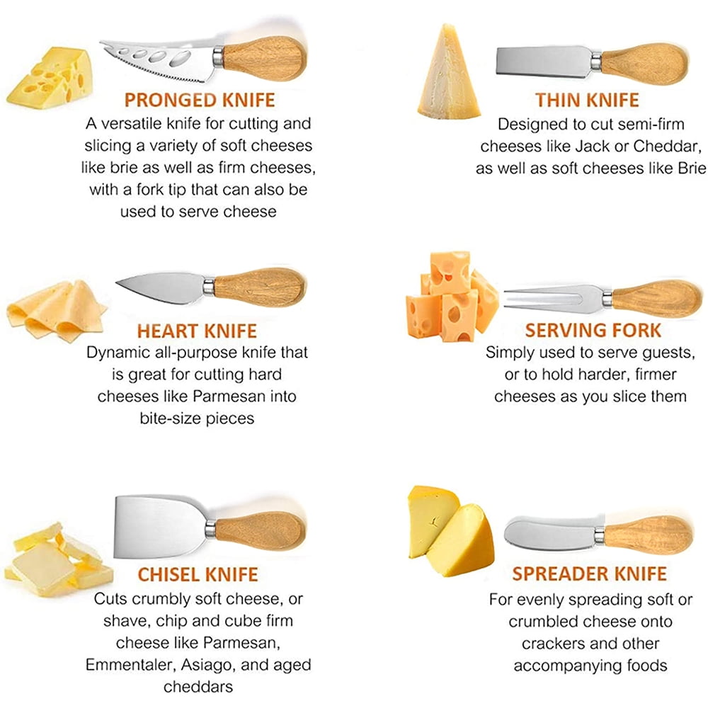 Cheese Knives Set Cheese Spreader Slicer Cheese Cutter Cheese Fork Cheese Spreading Knife for Charcuterie Boards Cutlery Gift Set 6 Pieces Cheese Knife Utensils Set
