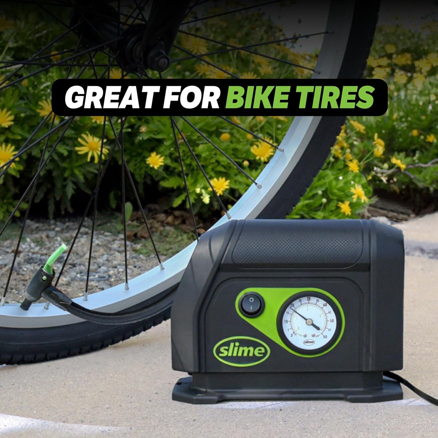 40050 Tire Inflator, Portable Car Air Compressor, with Analog 100 psi Dial Gauge, Long Hose and LED Light, 12V, 8 min Inflation