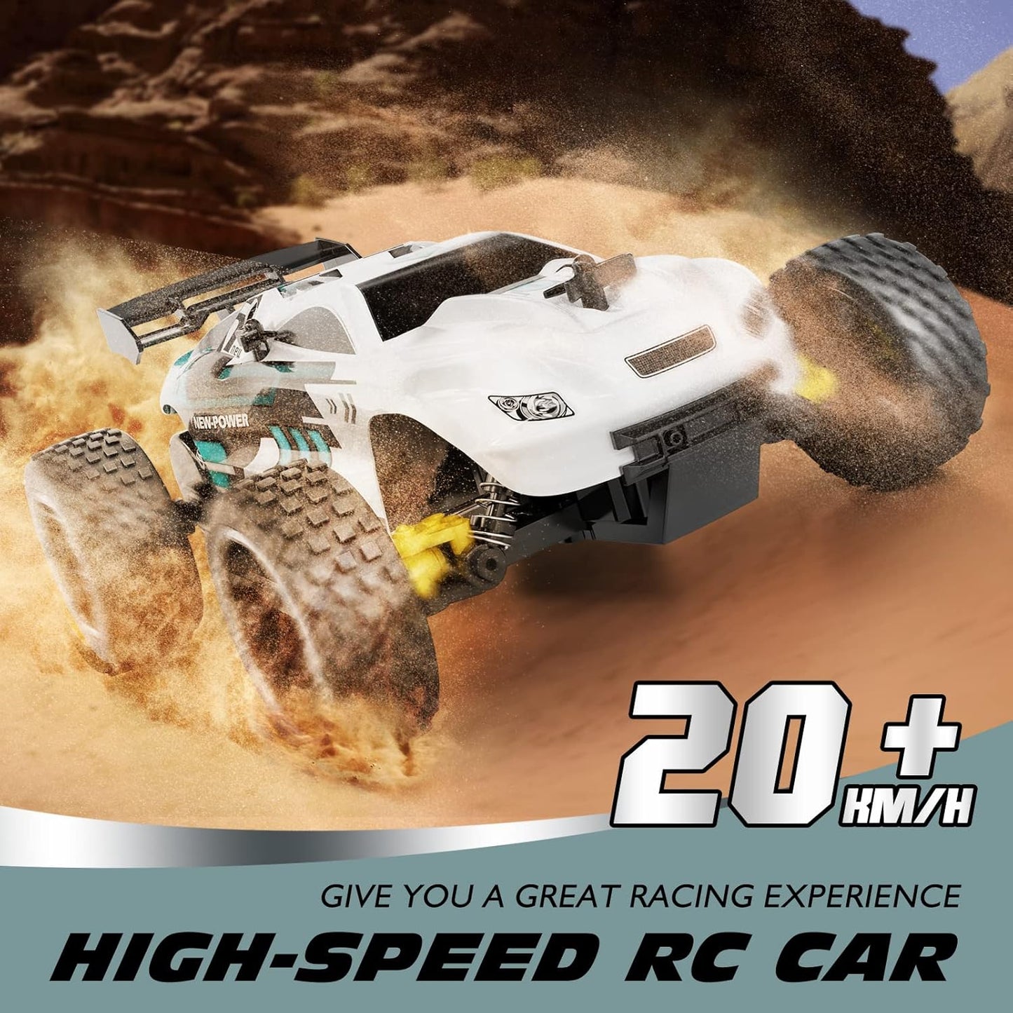RC Cars Remote Control Car for Kids, 1:18 Scale 20 KM/H 2WD Offroad Buggy, 2.4GHz RC Racing Car with USB-C Easy Charging & 50 Mins Playtime, Toys Gifts for Boys & Girls