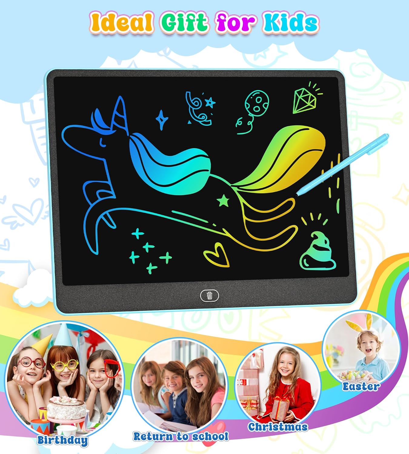 LCD Writing Tablet for Kids, 16 Inch Colorful Doodle Board Drawing Tablets, Toddler Educational Learning Toys for 3 4 5 6 7 8 Year Old Boys Girls Birthday Christmas Gift