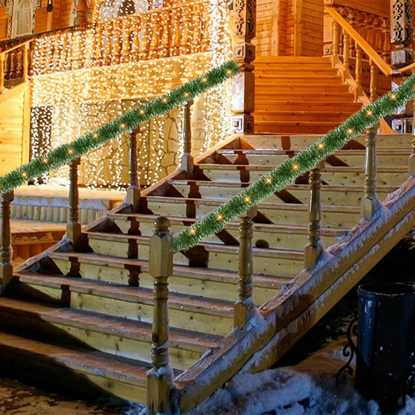 50 FT Christmas Green Garland, 150 LED Pre-lit Lights Lighted Artificial Pine Garlands, for Indoor Outdoor Gate Home Winter Holiday Christmas Decorations