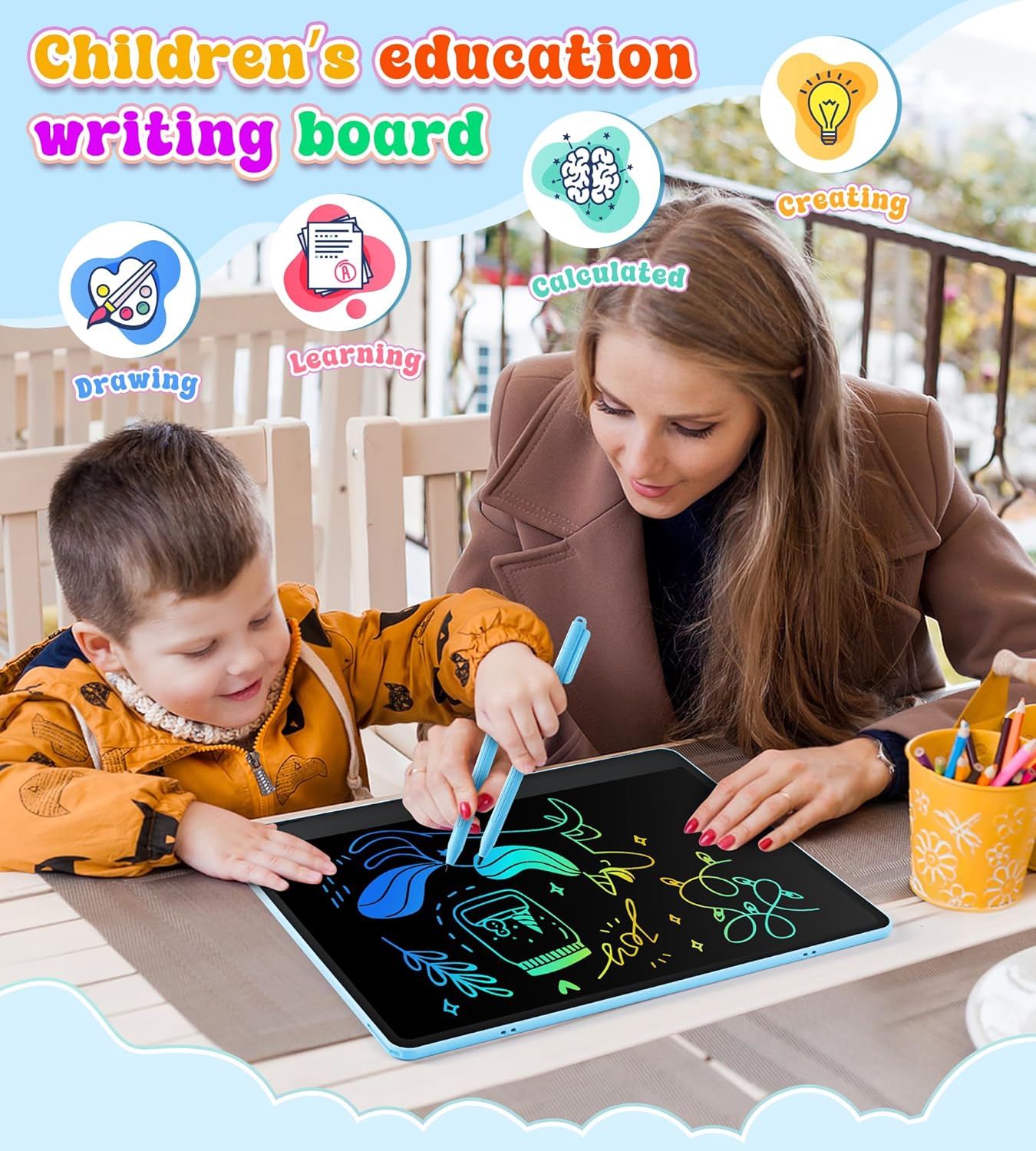 LCD Writing Tablet for Kids, 16 Inch Colorful Doodle Board Drawing Tablets, Toddler Educational Learning Toys for 3 4 5 6 7 8 Year Old Boys Girls Birthday Christmas Gift