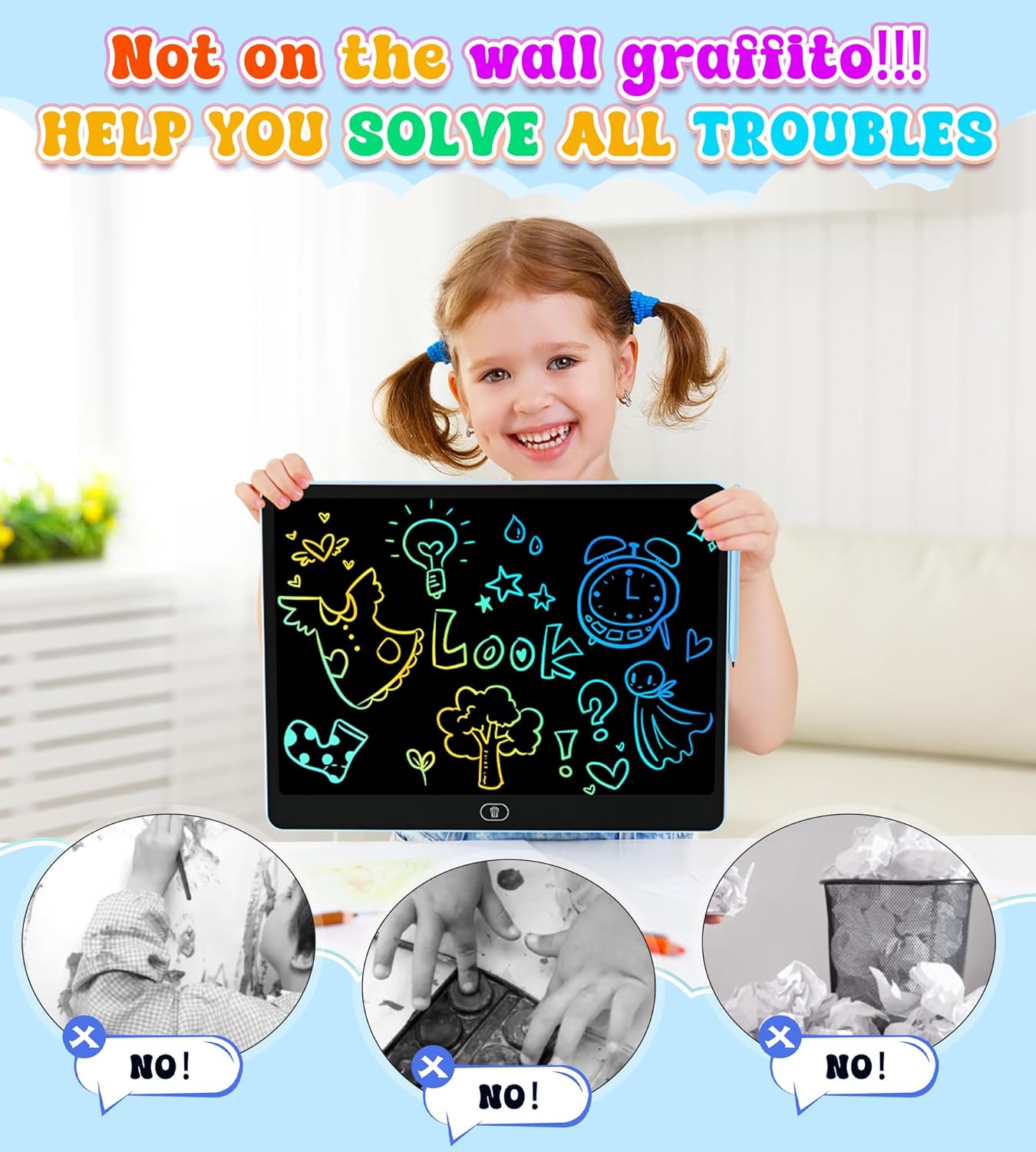 LCD Writing Tablet for Kids, 16 Inch Colorful Doodle Board Drawing Tablets, Toddler Educational Learning Toys for 3 4 5 6 7 8 Year Old Boys Girls Birthday Christmas Gift