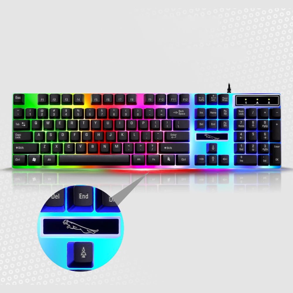Gaming Keyboard and Mouse Combo, LED Rainbow Backlit Keyboard with 104 Key Computer PC Gaming Keyboard for PC/Laptop (Black)