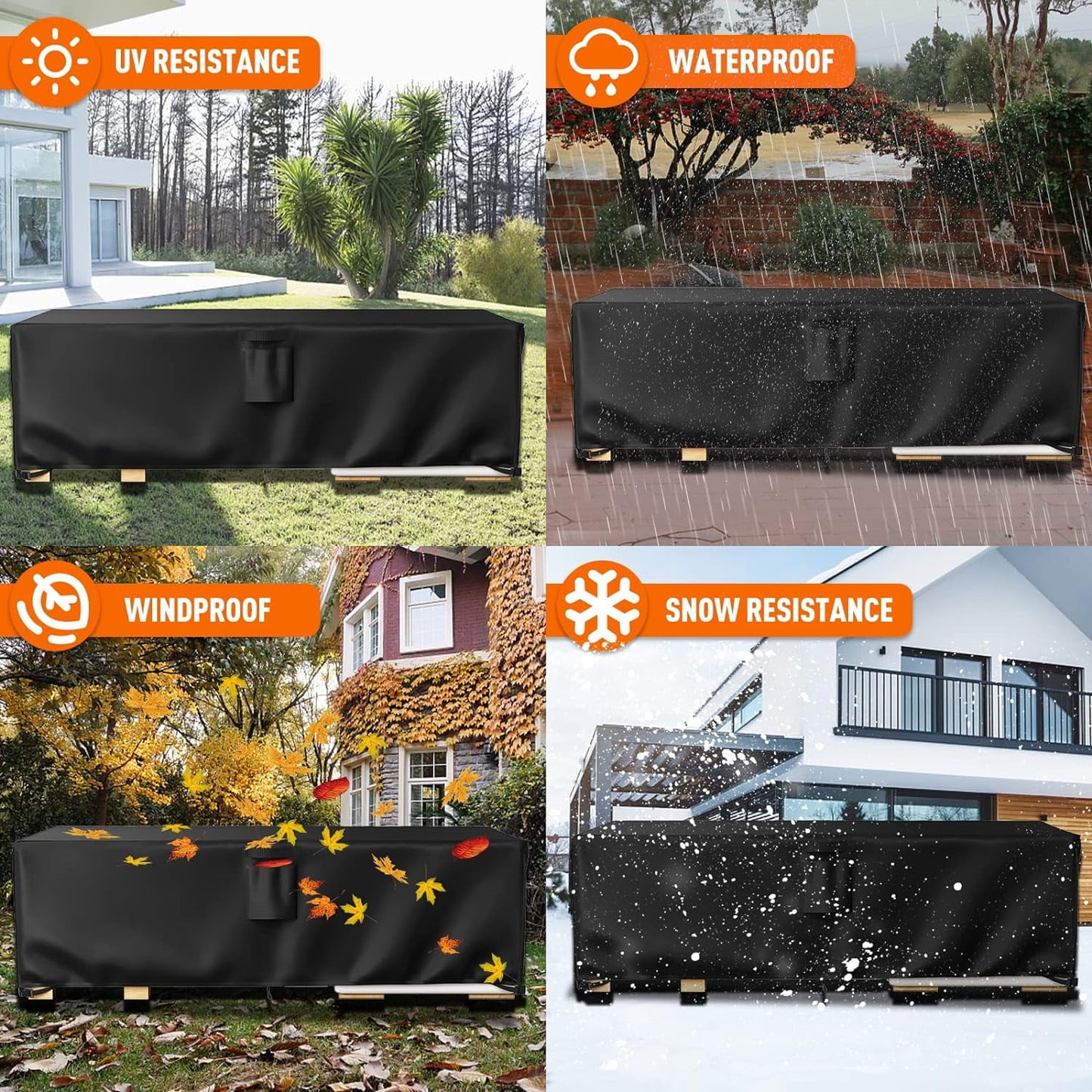 SwFoer Patio Furniture Covers Waterproof Outdoor Couch Sectional Sofa Set Cover 126in x 63in x 28in