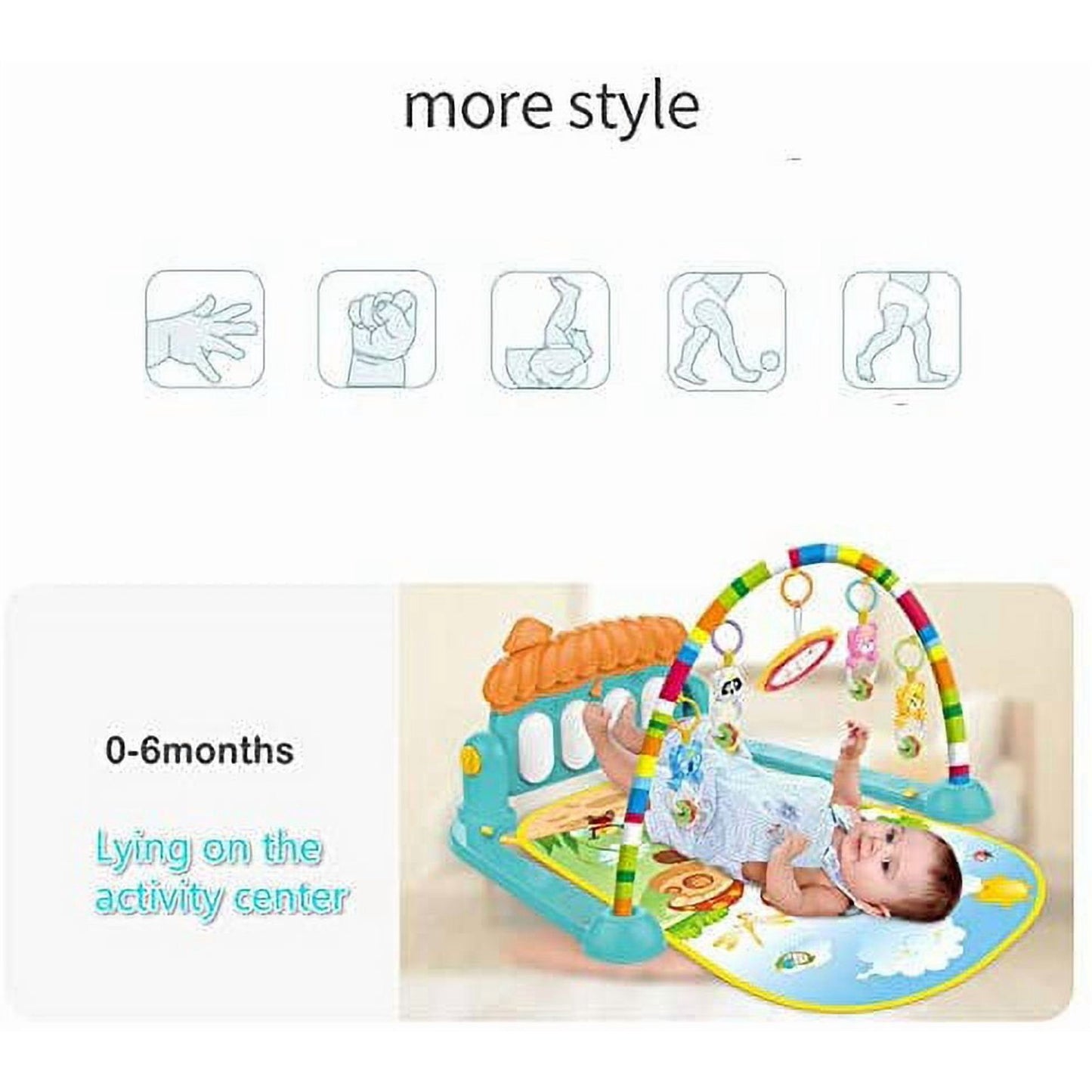 Cowin Baby Play Mat for Infant with Music and Mirror, Newborn Piano Activity Center Toys Gym Floor Playmat for Boys Girls