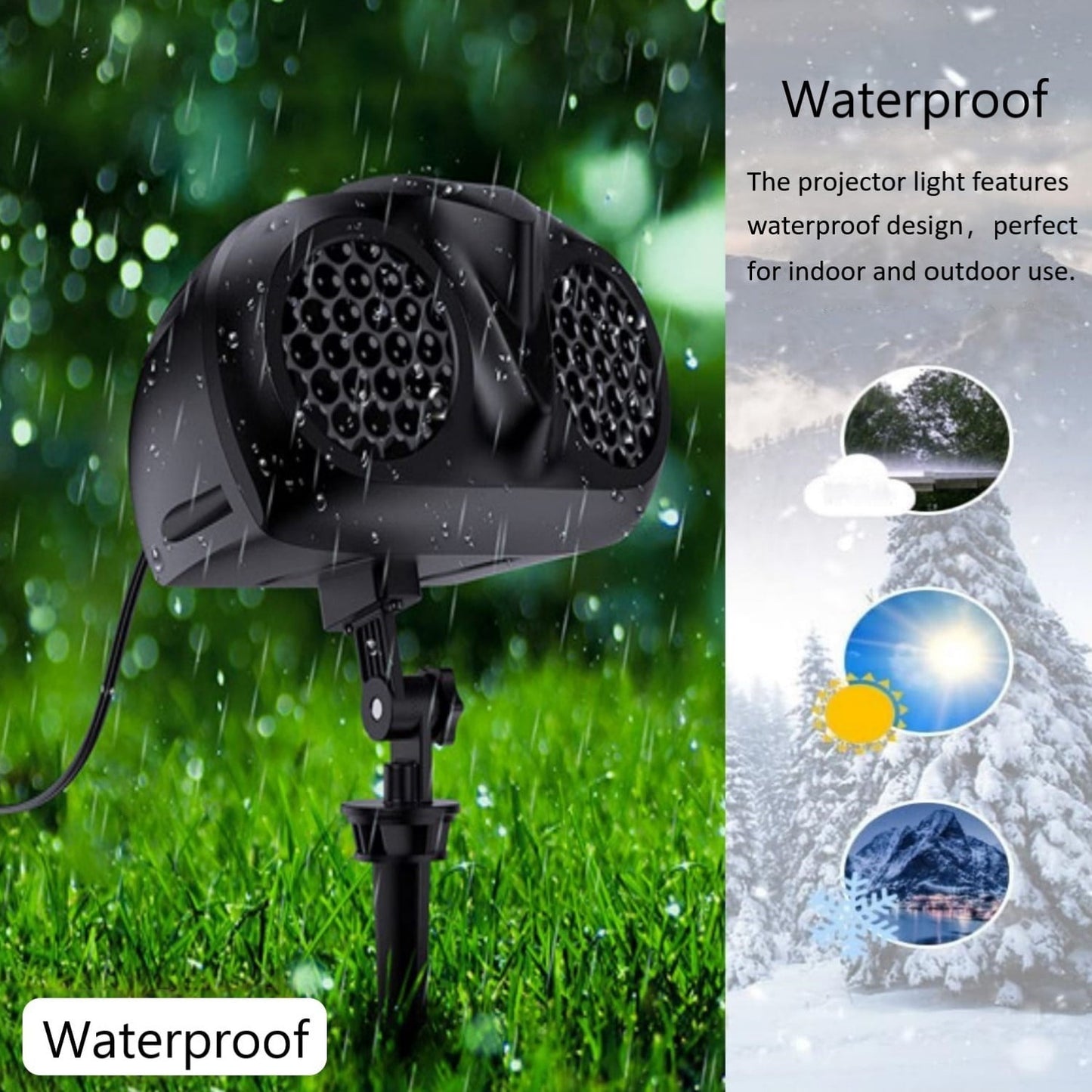 Uncahome Christmas Snowflake Light Projector Remote Control Timer Waterproof LED Snowfall Landscape Light for Xmas Holiday Party