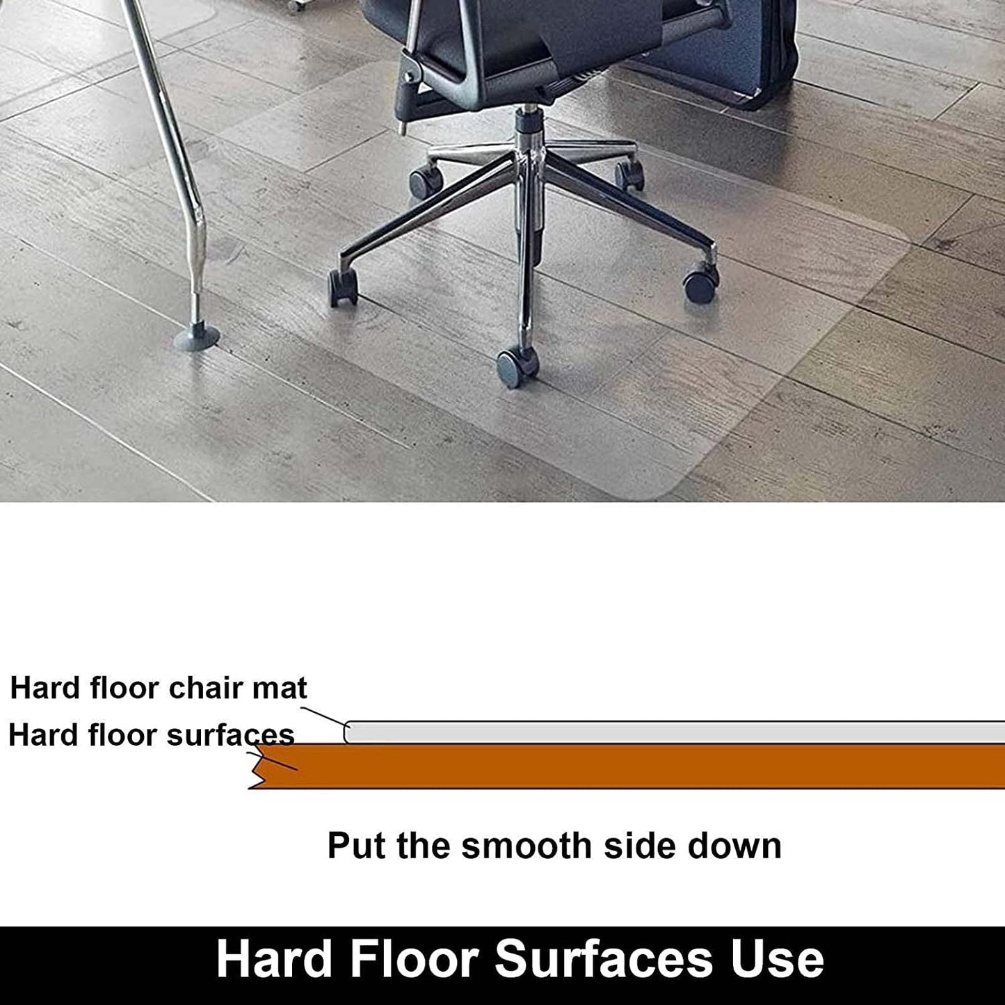 Office Mat for Hard Floor (36 "X 48" Rectangle), Transparent PVC, Office Chair Mat for Home and Office