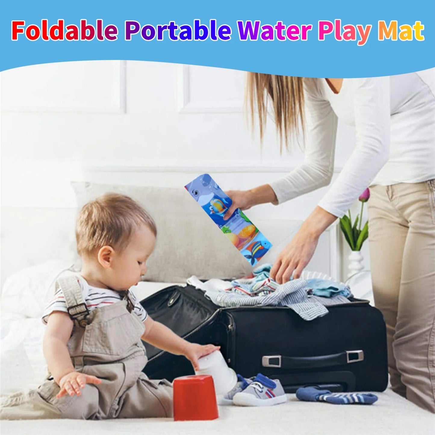 Tummy Time Water Mat, Water Play Mat for Babies Inflatable Activity Center, Infant Baby Water Mat for Newborn Infant Toddler Boy Girl, Promote Baby's Growth