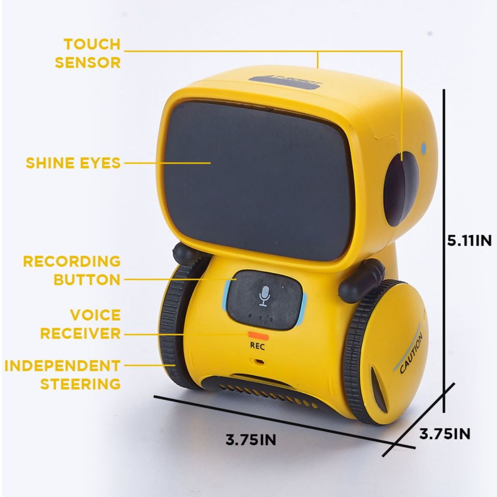 Kids Robot Toy, Smart Talking Robots, Gift for Boys and Girls Age 3+, Intelligent Partner And Teacher, with Voice Controlled And Touch Sensor, Yellow