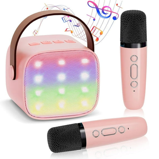 Mini Karaoke Machine with 2 Wireless Microphones Portable Mini Karaoke Machine for Kids for Christmas Party Gift
