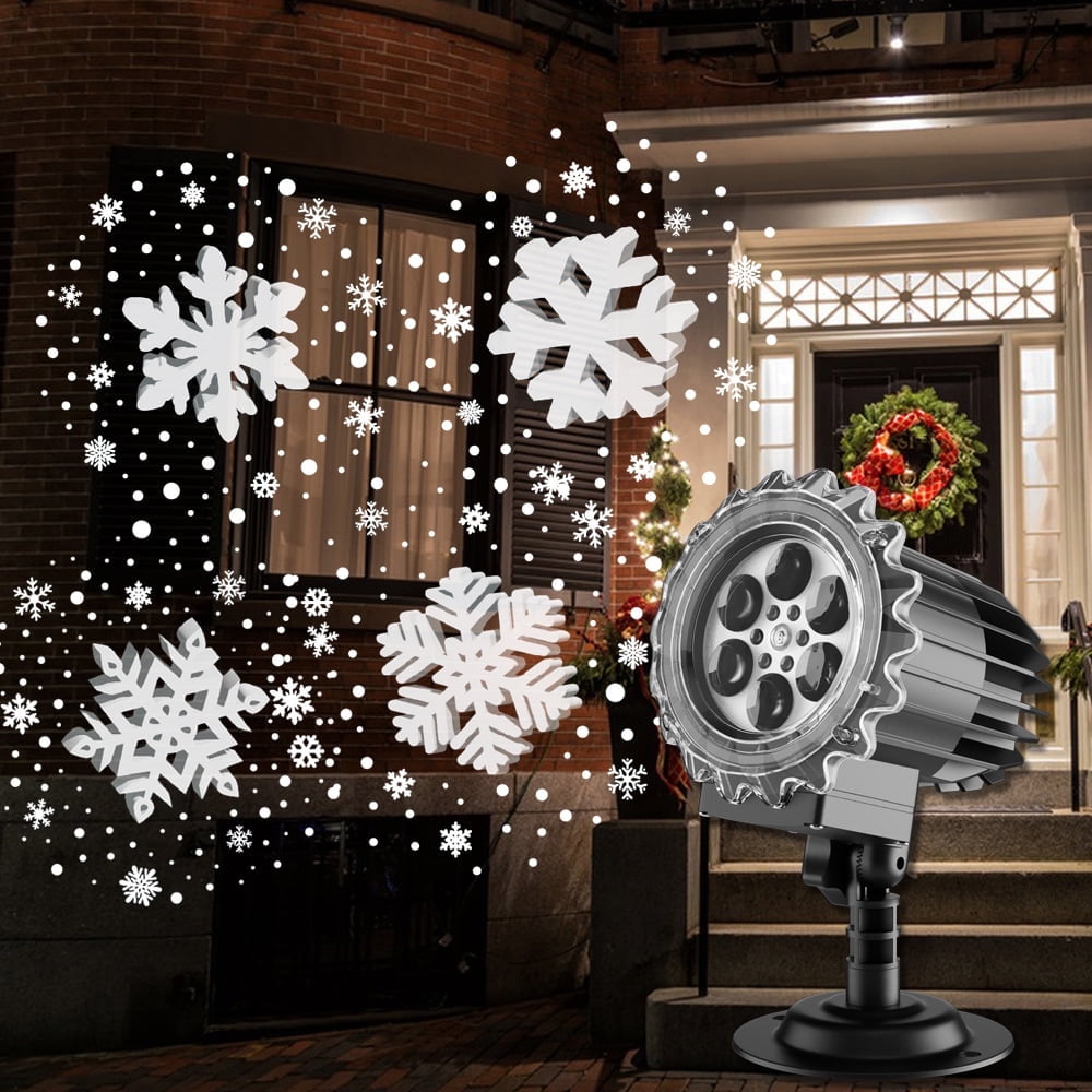 Christmas Snowflake Projector Lights Outdoor, Three-dimensional Snowfall Projection Lamp Outside Waterproof, Black