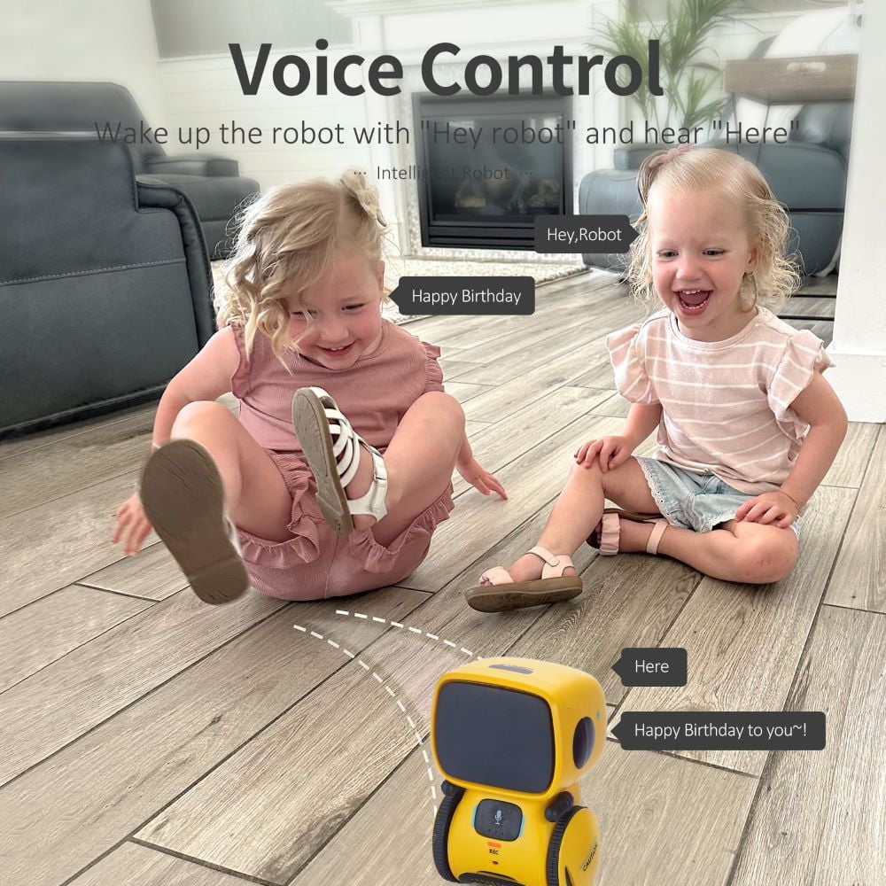 Kids Robot Toy, Smart Talking Robots, Gift for Boys and Girls Age 3+, Intelligent Partner And Teacher, with Voice Controlled And Touch Sensor, Yellow