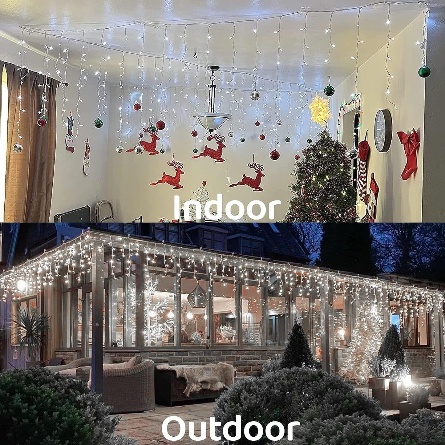 33ft 400 LED Christmas String Lights White Fairy Lights Led Icicle Christmas Lights Plug-in for Christmas, Holiday, Wedding (Cool White)