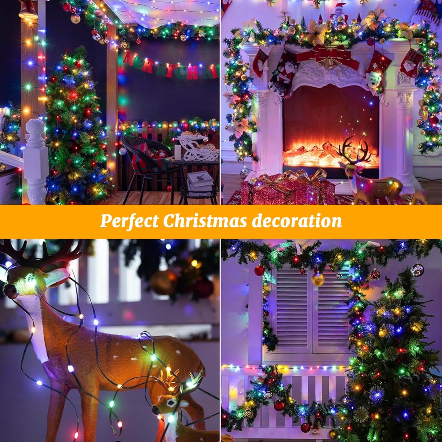 Fairy Lights 98FT 300LED 8 Modes ,IP67 Waterproof String Lights for Indoor Outdoor House Holiday Decoration