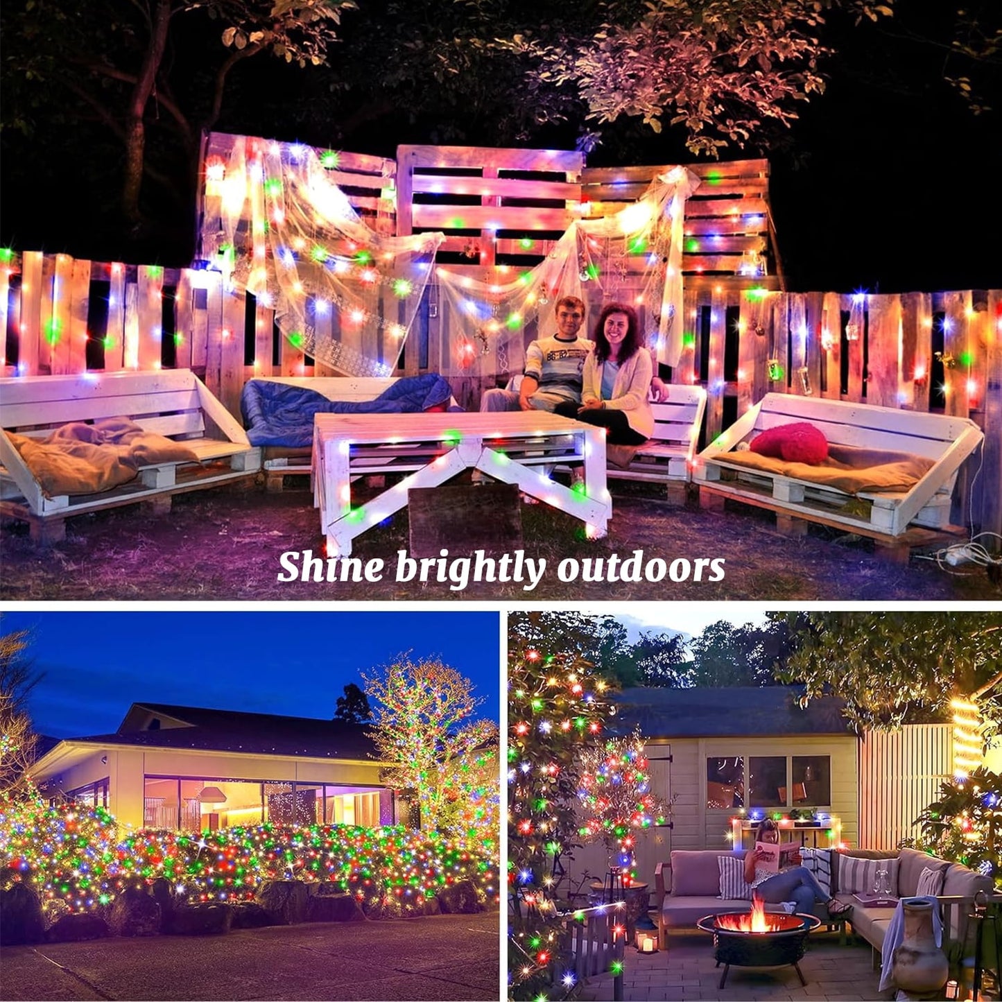 Fairy Lights 98FT 300LED 8 Modes ,IP67 Waterproof String Lights for Indoor Outdoor House Holiday Decoration