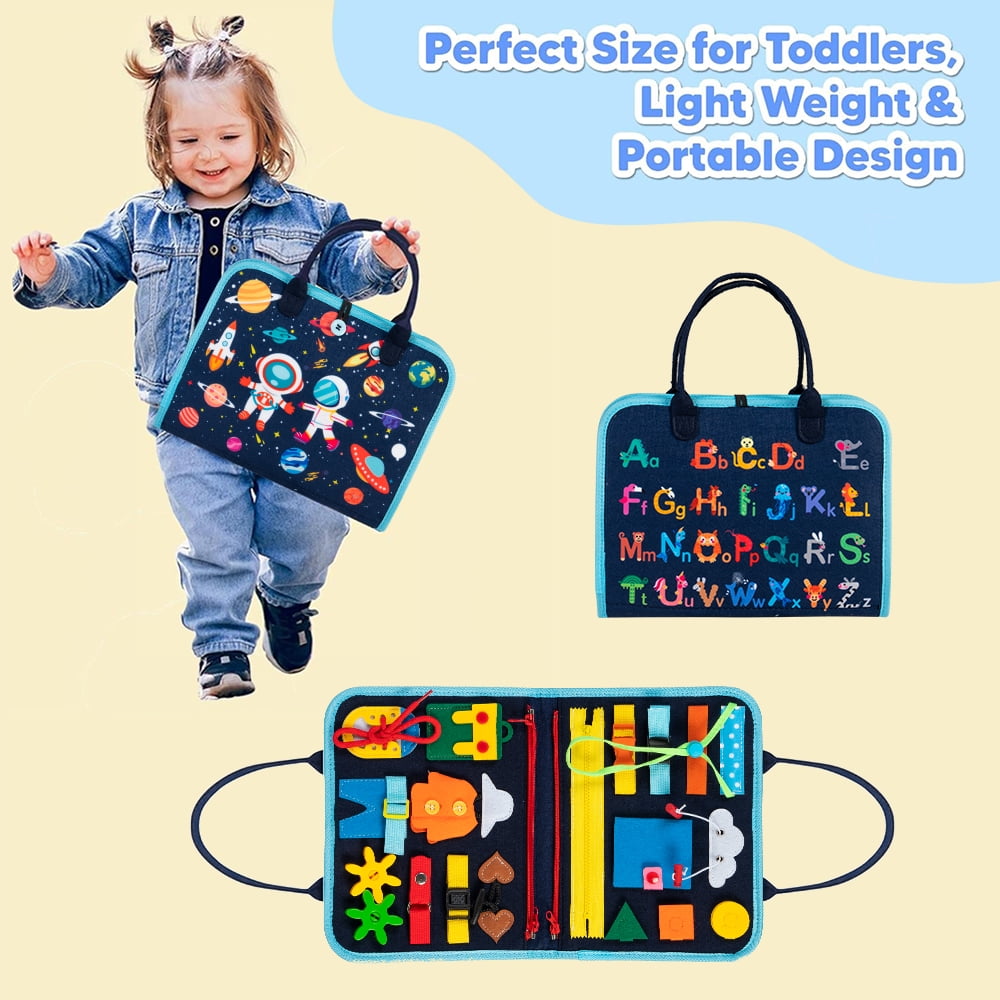 Busy Board for Toddlers 2-4,Busy Book for Toddlers 1-3,Preschool Educational Activity Sensory Board for Learning Fine Motor Skills,