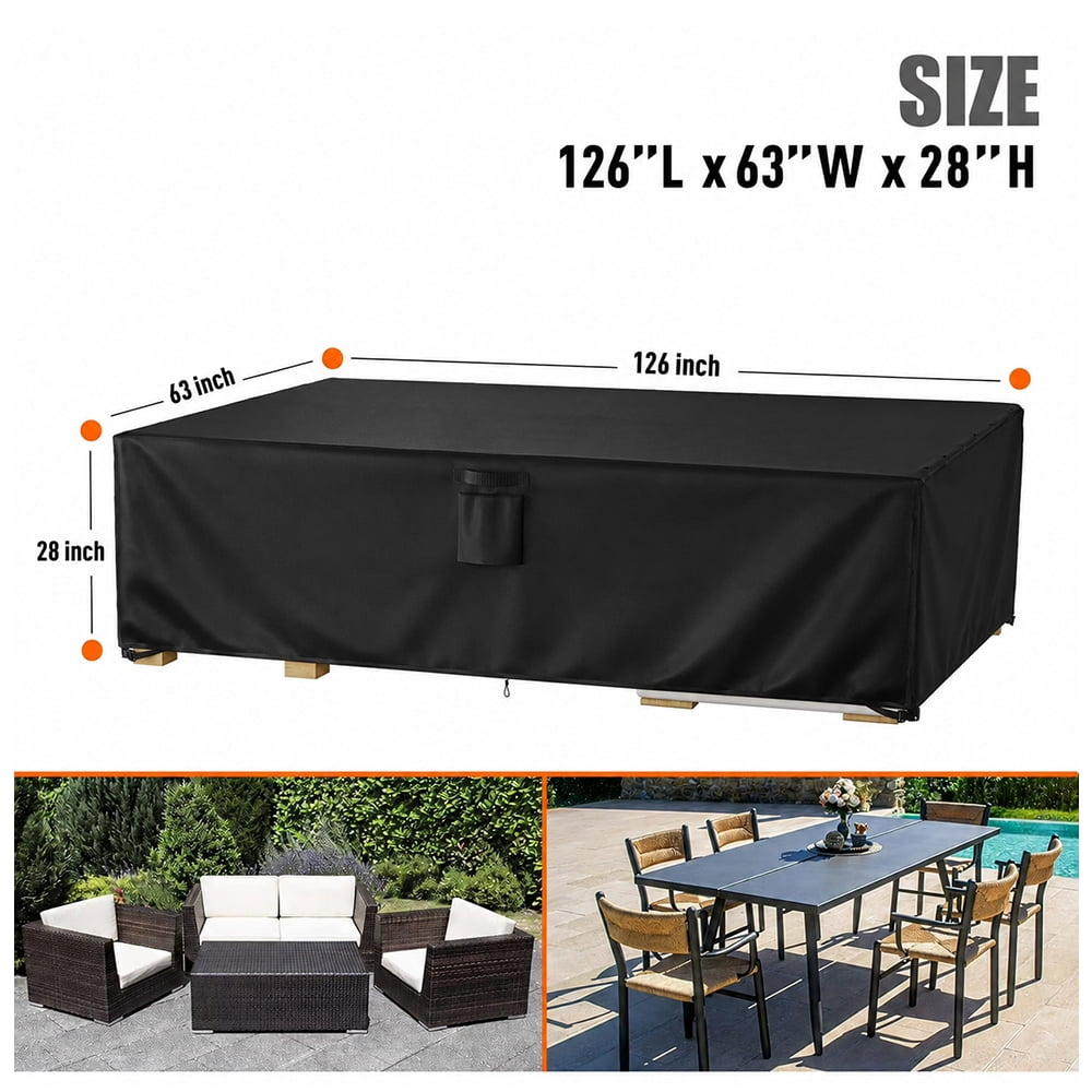 SwFoer Patio Furniture Covers Waterproof Outdoor Couch Sectional Sofa Set Cover 126in x 63in x 28in