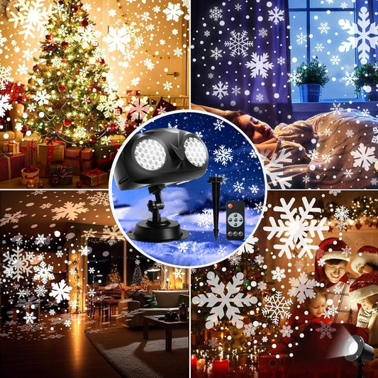 Uncahome Christmas Snowflake Light Projector Remote Control Timer Waterproof LED Snowfall Landscape Light for Xmas Holiday Party