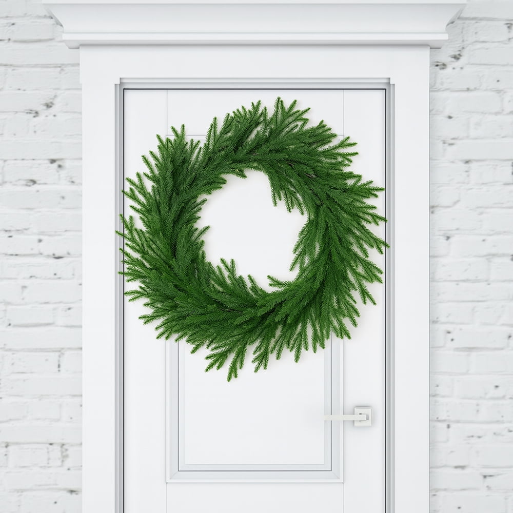 2 Pcs 6 FT Artificial Pine Garlands, Real Touch Winter Green Pine Garland, Indoor, Outdoor Christmas Decorations