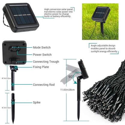 200 LED Solar String Lights for Outside, 75ft 8 Modes Solar Christmas Lights