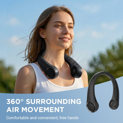 Portable Neck Fan, 3 Speeds Hands Free Personal Wearable Bladeless Fan with 3600mAh Rechargeable Battery, Black
